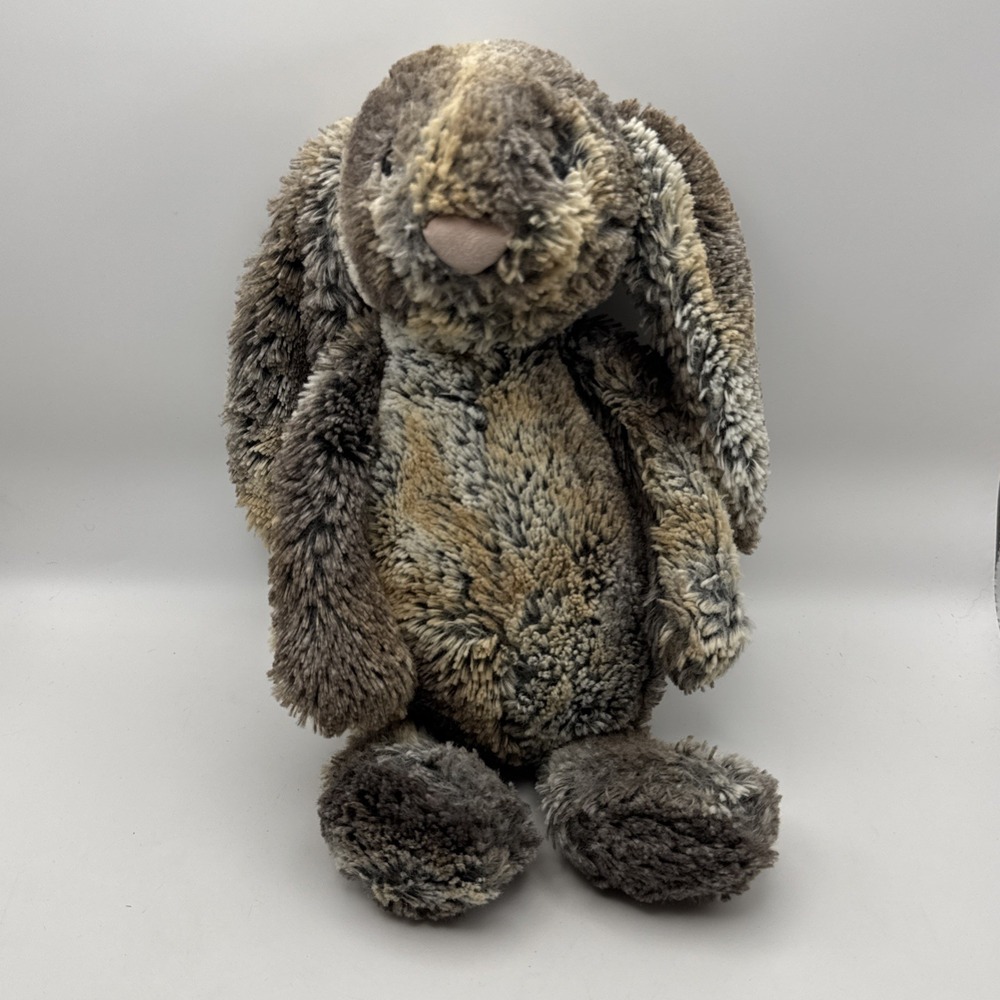 Jellycat Woodland Bashful Bunny 12" Plush Rabbit Gray Brown Stuffed Animal Toy